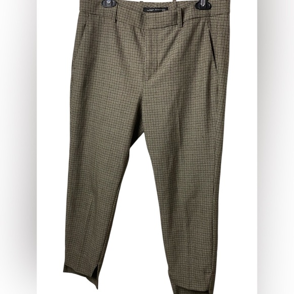 Zara Gray Checkered Ankle Pants - Picture 2 of 10